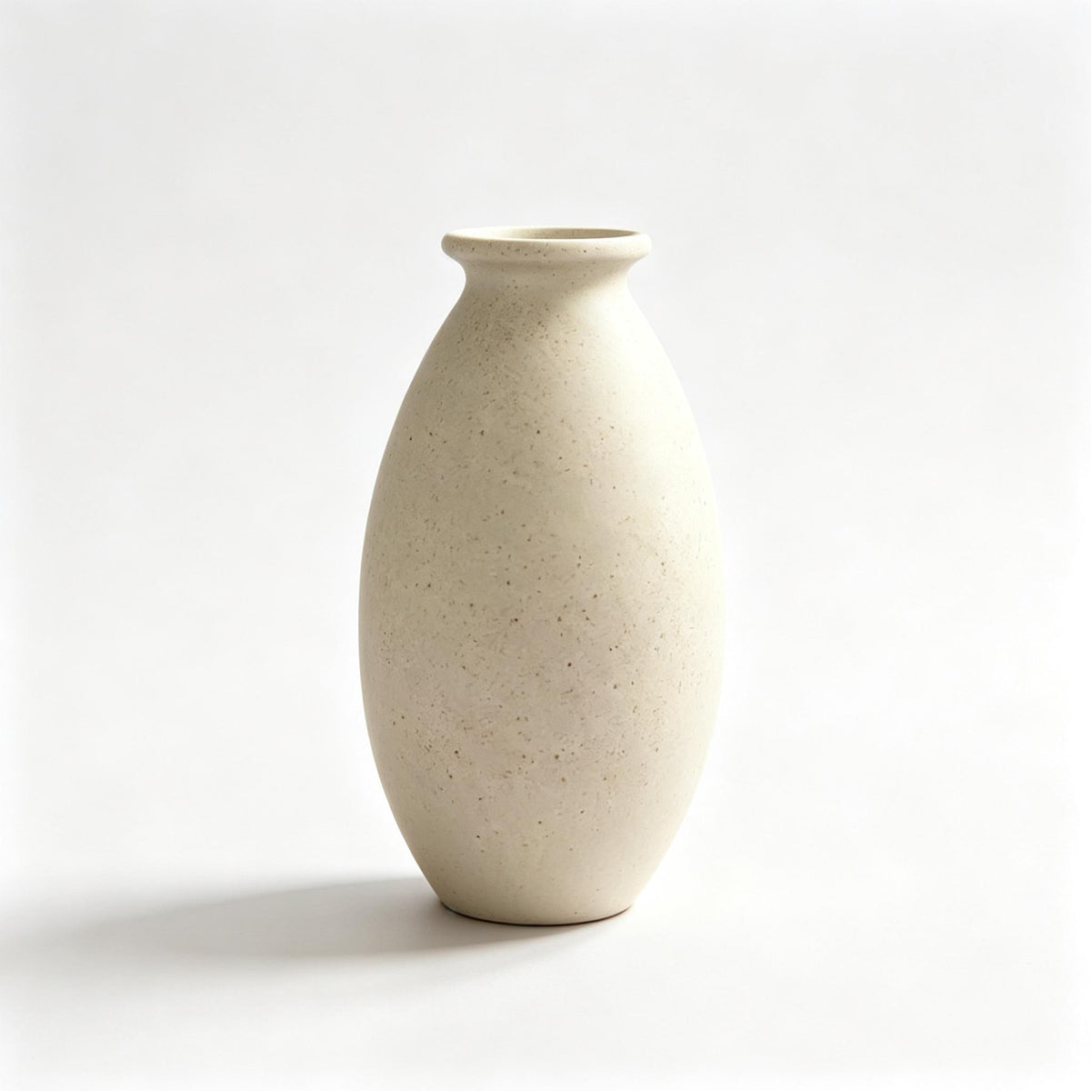 Matte Speckled Cream Oval Ceramic Vase, Modern Rustic Stoneware Vase, Neutral Wabi-Sabi Decorative Vase for Table & Shelf Home Decor